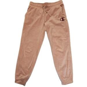 Champion Sweatpants Women's Medium Pink velour jogging athletic wears upper soft